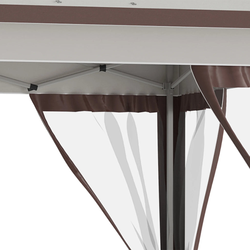 12' X 12' Pop Up Canopy Tent with Netting and Carry Bag,Double Canopy, Instant Sun Shelter with 137 Sq.ft Shade, Tents for Parties, Height Adjustable, for Outdoor, Garden, Patio, Beige and Brown
