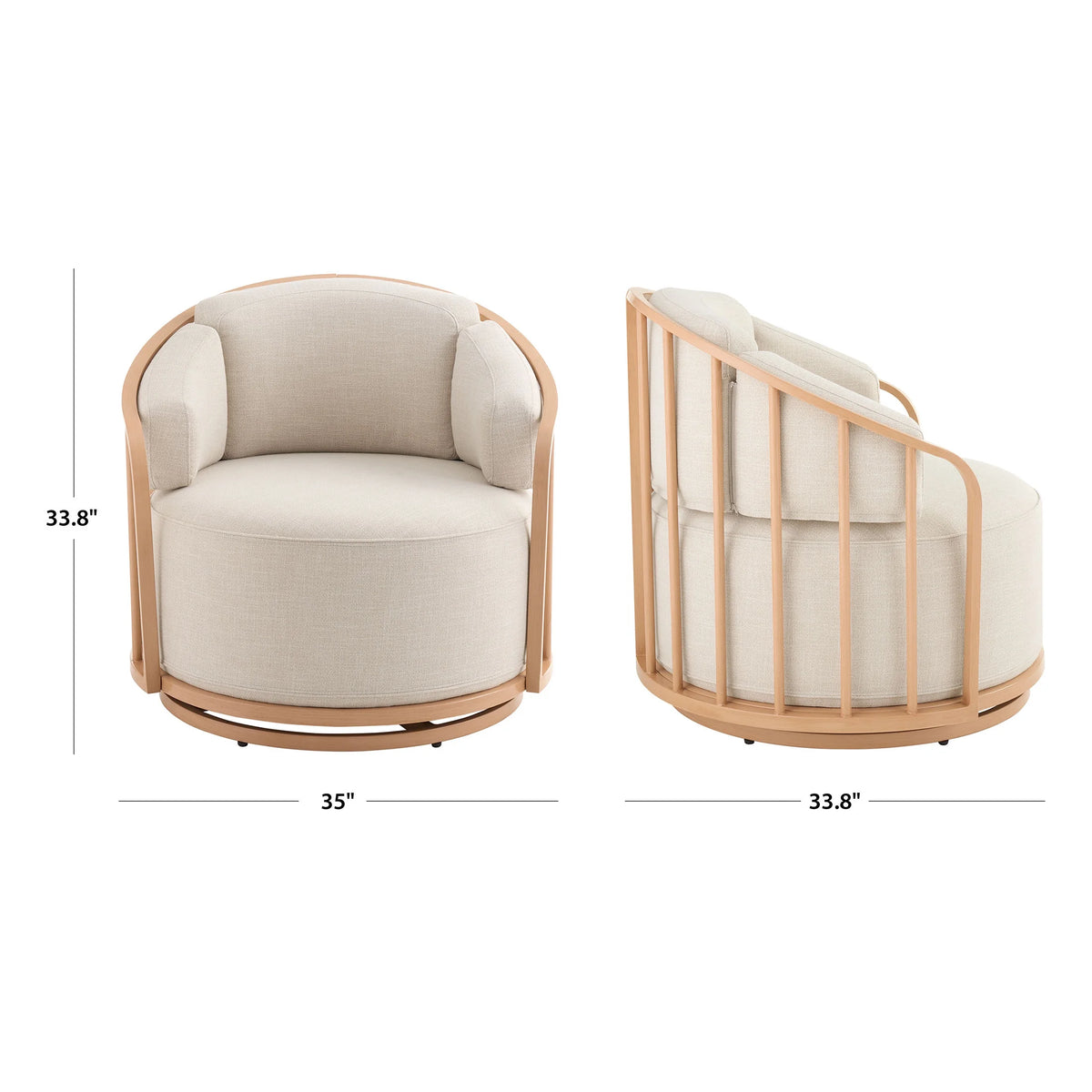 Better Homes & Gardens Lillian Swivel Birdcage Accent Chair, Cream Linen