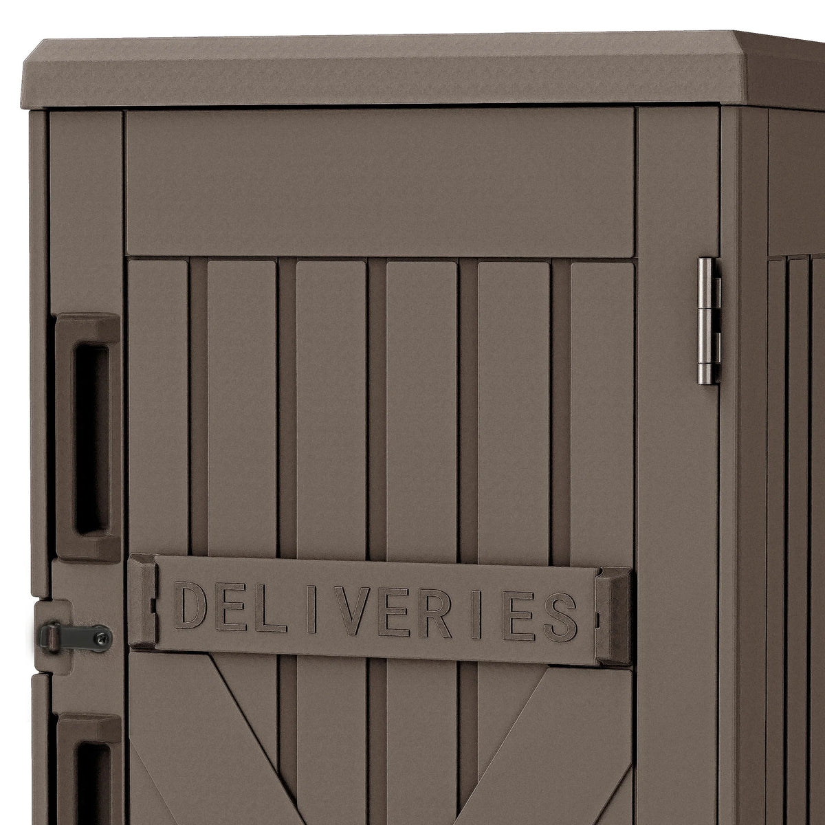 Uforic 60-Gallon Large Outdoor Package Delivery Storage Box, Double-Wall Resin Waterproof Deck Box for Porch or Curbside, Lockable, Brown