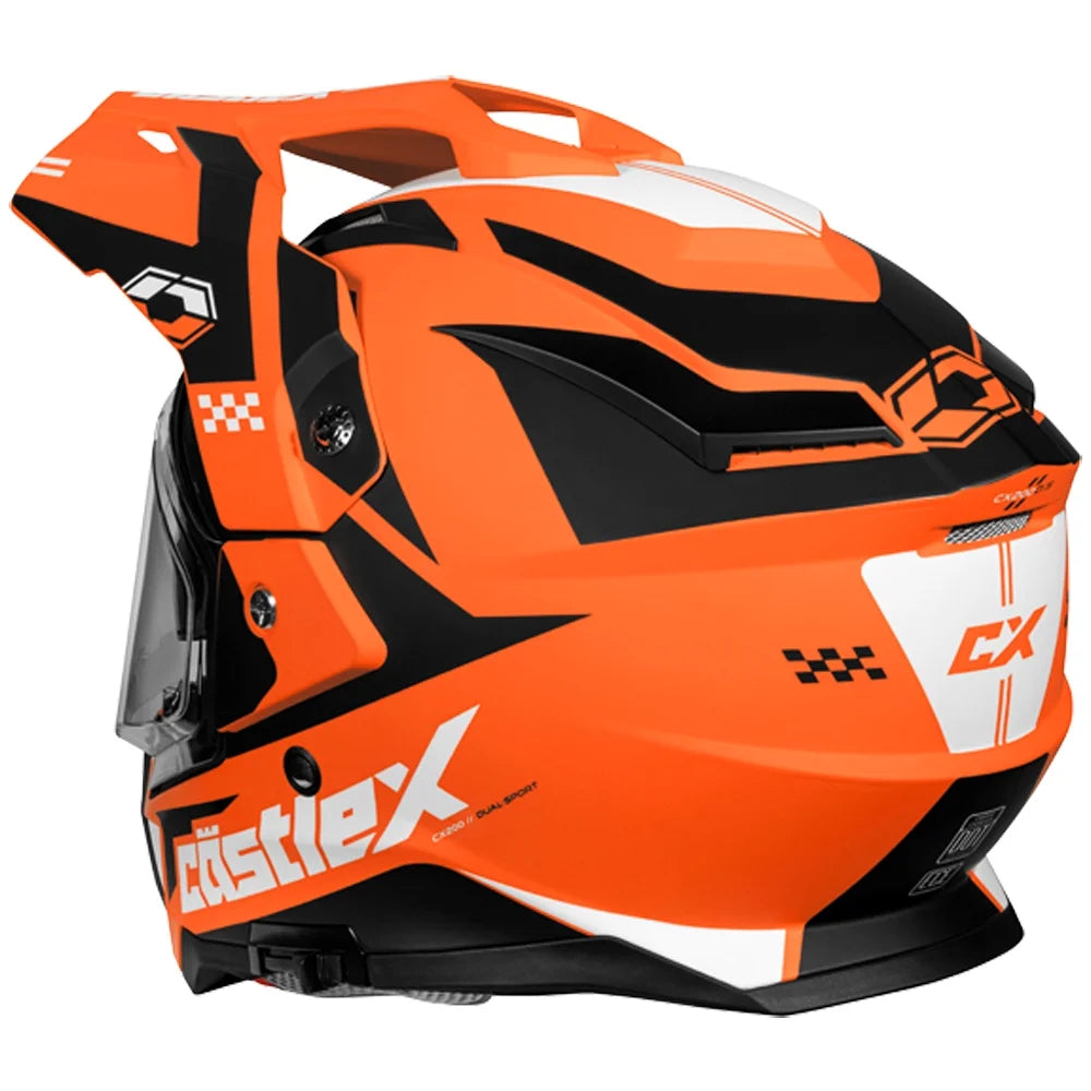 Castle X, 36-28152, Adult Dual Sport Snowmobile Helmet - Heated Shield - CX200 - WRATH - Matte Flo Orange, Small