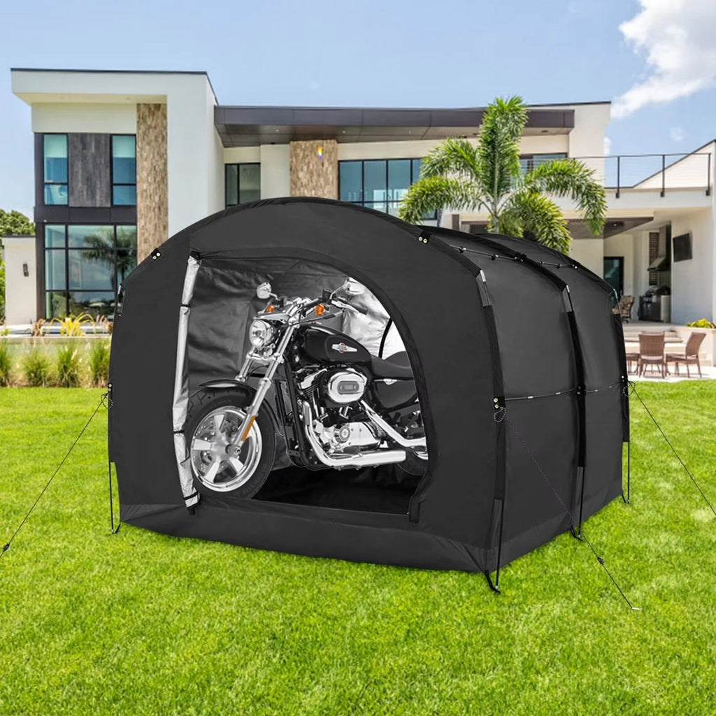NAIZEA Large Bike Storage Tent, 47" Depth Storage for 6 Bikes Waterproof Outdoor Bicycle Cover, Lawn Mower Garden Tools Shed, Backyard Storage Room Tent Shelter W/Fixing Peg & Rop