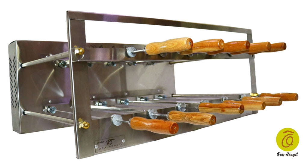 Brazilian BBQ Charcoal Grill - 11 Skewers - Rotisserie System - Oca-Brazil
