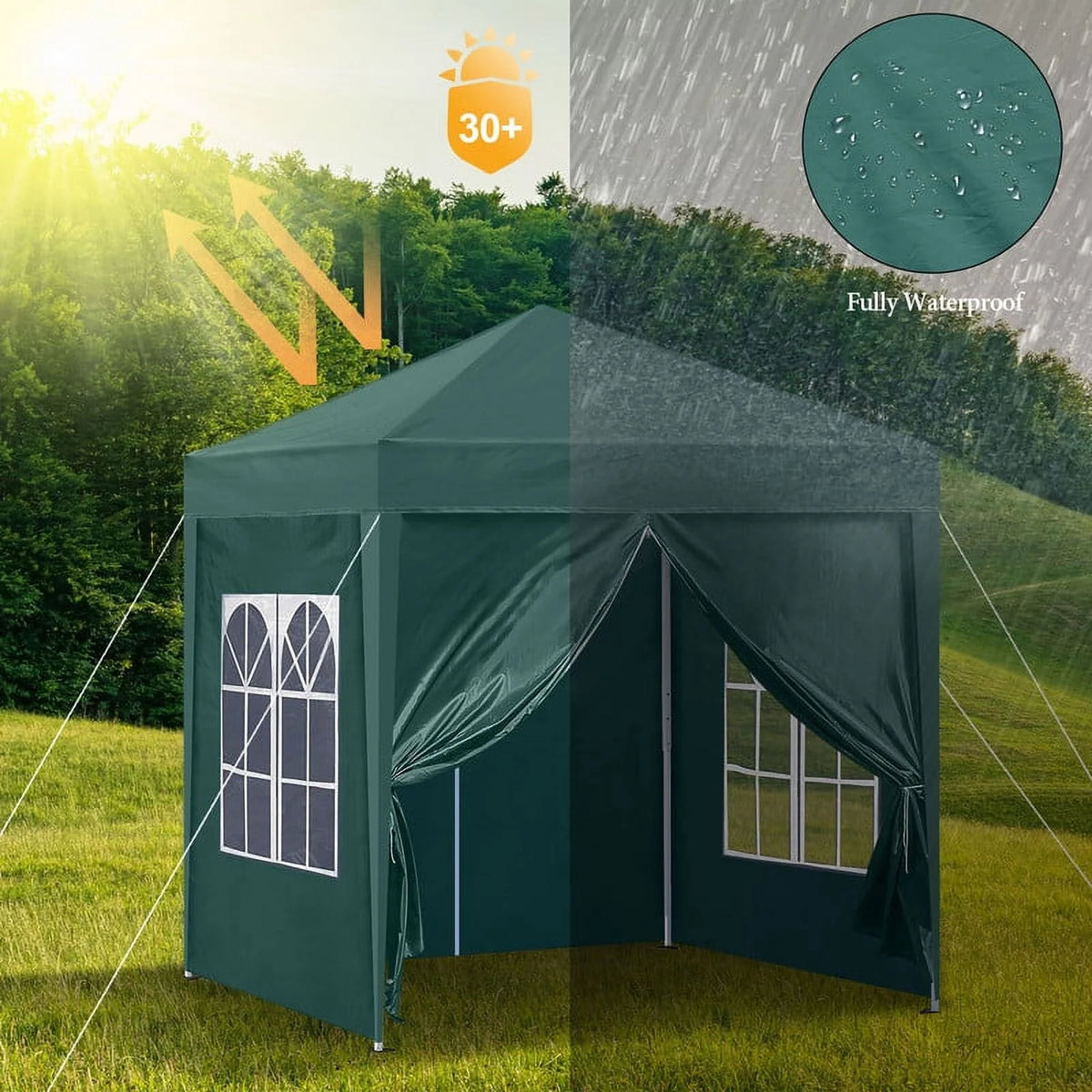 Clipop Portable 10x10ft Pop Up Gazebo, Instant Canopy Waterproof Anti-UV Shelter with 4 Side Panels & Carry Bag,Blue