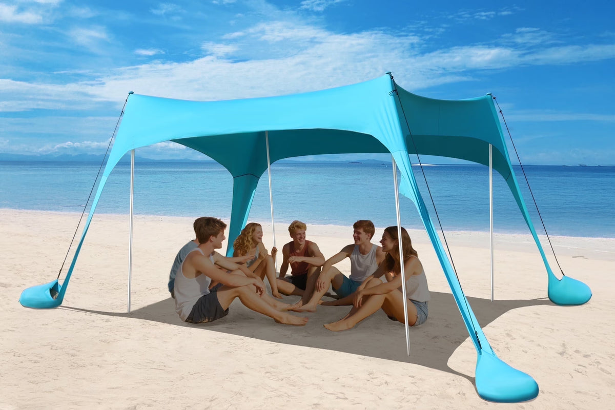 Easierhike 10'x10' Beach Tent Sun Shelter, UPF 50+ Windproof Beach Canopy for 8-10 People, Portable with Carry Bag, Easy Setup for Outdoor, Royal Blue