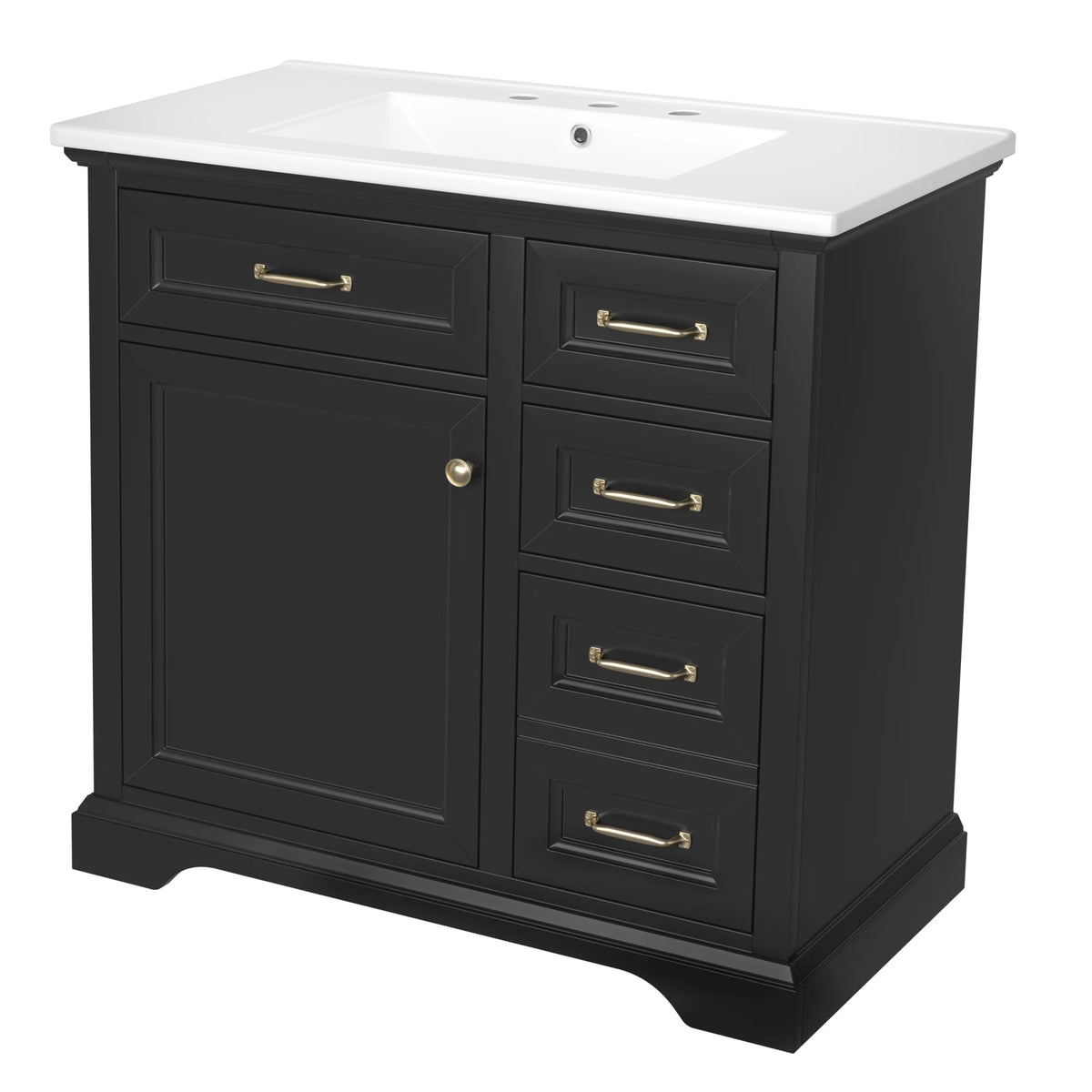 Christopher Knight Home 36" Bathroom Vanity with Sink, Tip-out Drawers, Soft-Close Doors, Grey