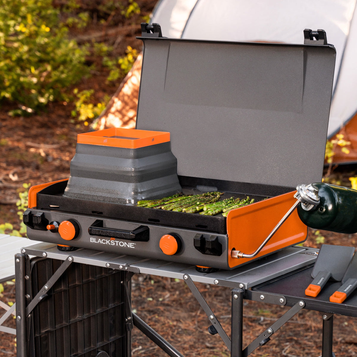 Blackstone Adventure Ready 20 x14 2-Burner Propane Camping Griddle with Latching Hood and Handle