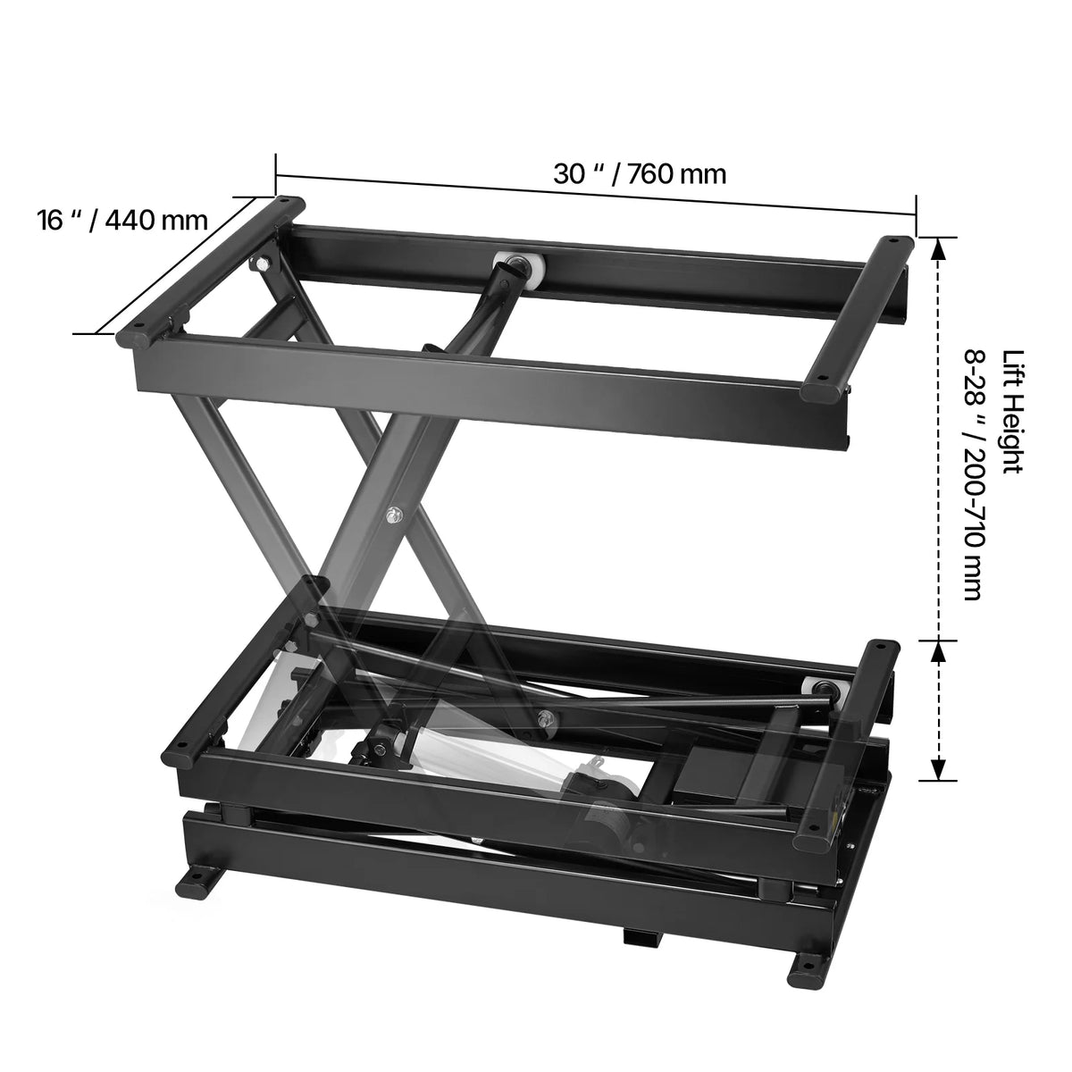 VEVOR Electric Lift Table, 330 lbs Capacity Single Scissor Lift Table, 8 - 28 in Height Adjustable Lifting Platform, Coffee Table lift with 4 Wheels, for Material Handling and Transportation, Black