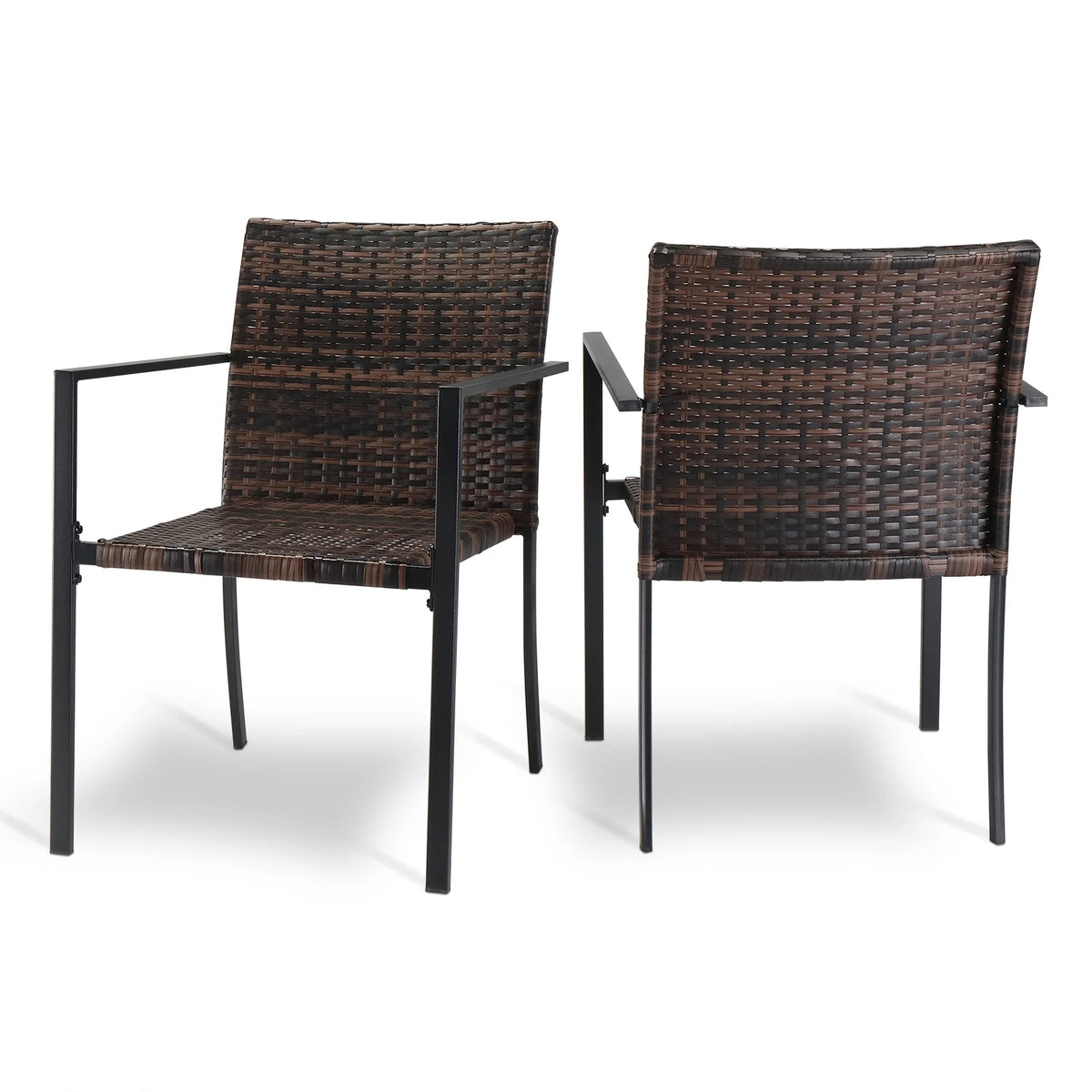 UBesGoo Set of 2 Wicker Chairs, Rattan Furniture Dining Chairs for Kitchen, Living Room, Wicker Conversation Bistro Chairs for Outdoor and Indoor, Brown
