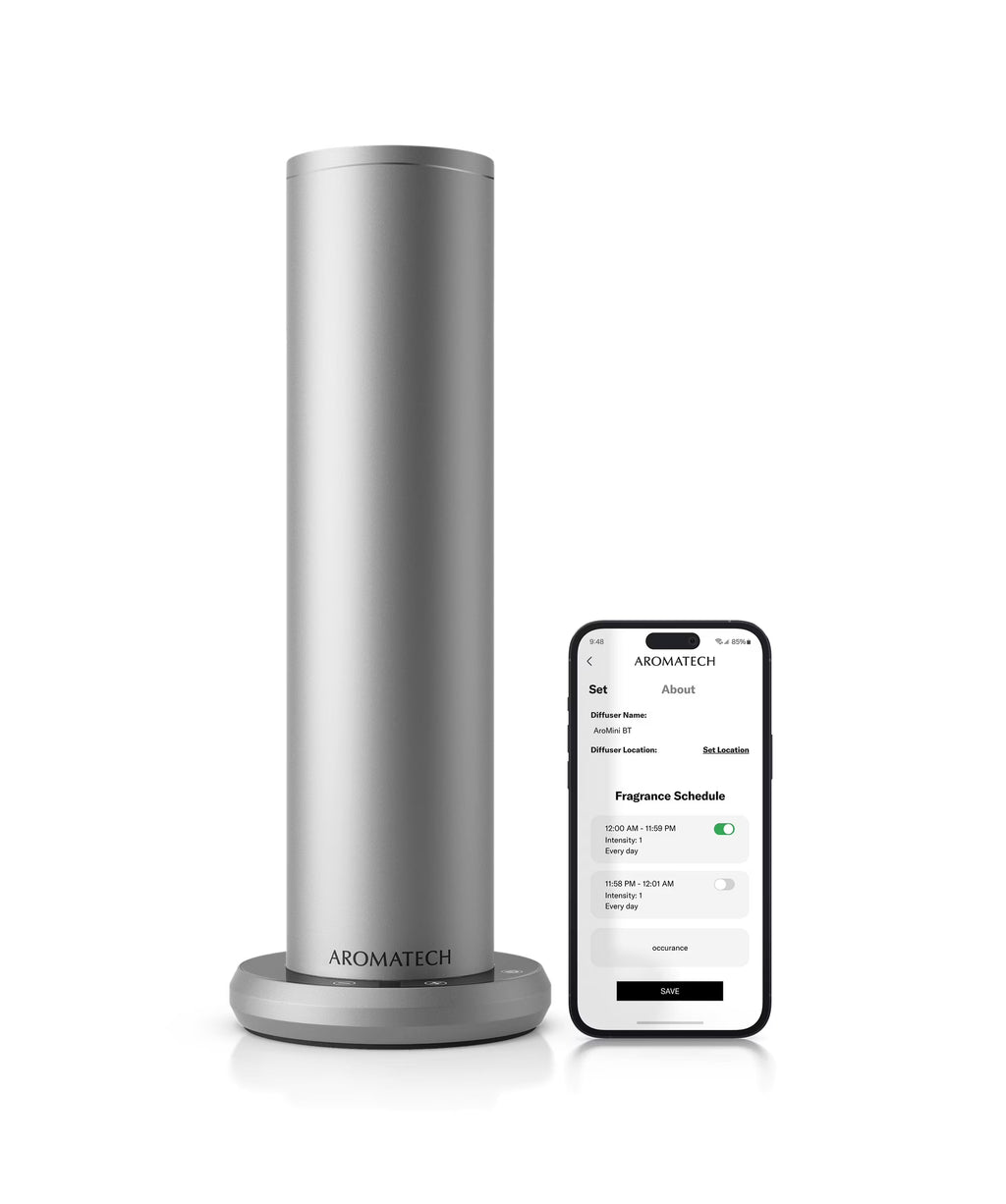 AromaTech New AroMini BT Plus Scent Diffuser w/Bluetooth Cold-Air Diffusion Scent Machine for Home, Office, Hotel, Spa Nebulizing Diffusion System for Essential Oil Blends (Black)