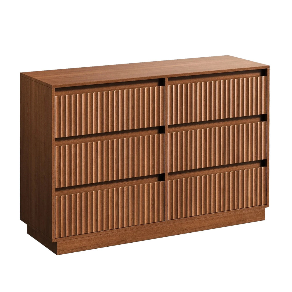 Wood Dresser, 6 Drawer Dresser for Bedroom, Modern Chest of Drawers with Deep Drawers Waterproof Living Room, Hallway, Entryway