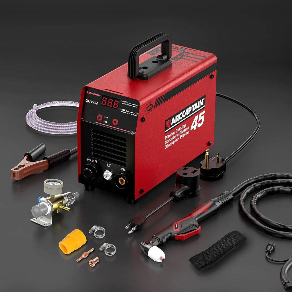 ARCCAPTAIN Plasma Cutter, 45Amp Cutter Machine, 110V/220V Dual Voltage Digital Display IGBT Inverter Plasma Cutting Machine with 2T/4T Function