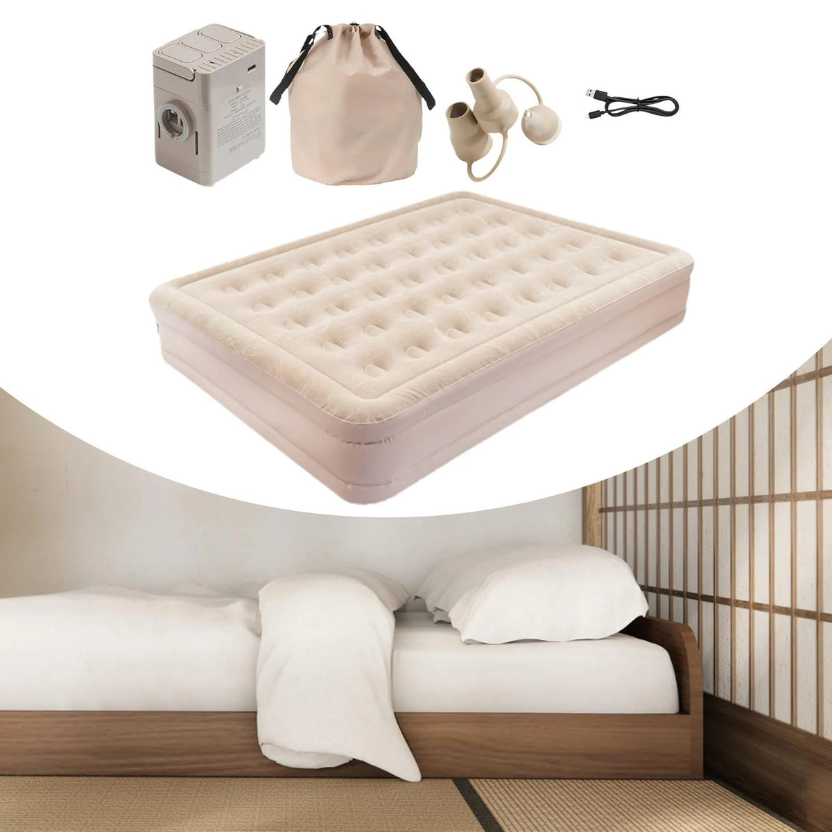 Pitycbo Air Mattress Airbed Camping Mat Lightweight with Air Pump with Carry Bag Camping