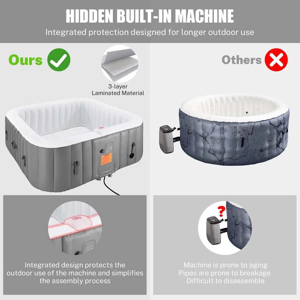 Hot Tub for 4-6 Person, Seizeen Outdoor Patio Large Inflatable Hot Tub Home SPA, with 130pcs Massage Jets, 910L, 4 Filters, 2 Cup Holders, Lockable Cover, Storage Bag, Max 104, 73in, Navy