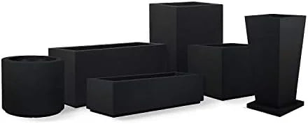 PolyStone Monterray Modern Outdoor/Indoor Square Planter, 23" L x 23" W x 19" H, Lightweight, Heavy Duty, Weather Resistant, Polymer Finish, Commercial Grade and Residential (Concrete Gray)