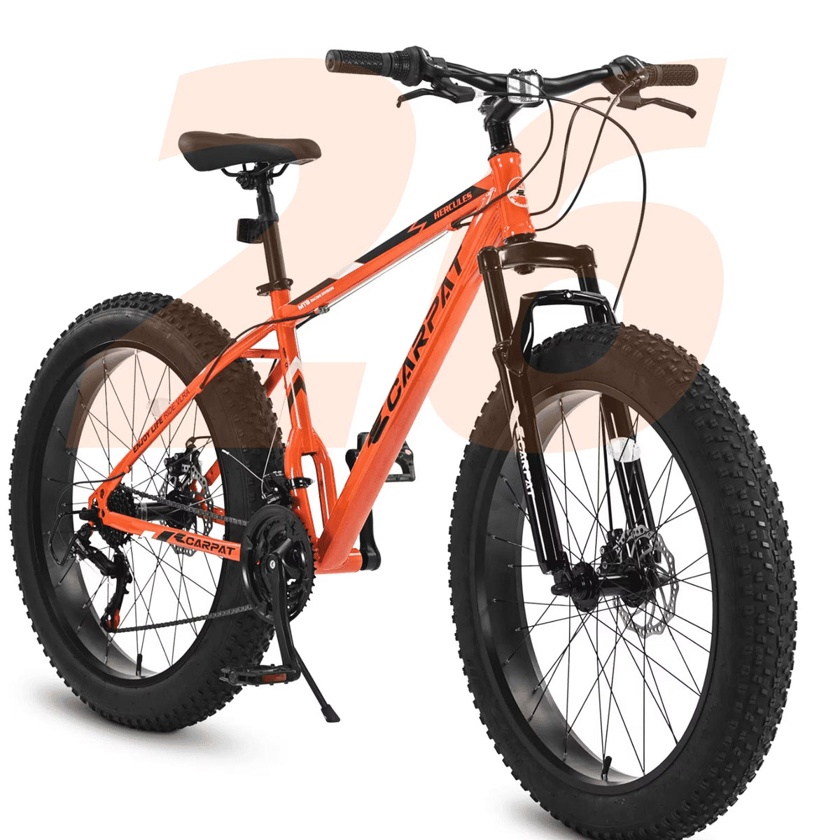 Ambifirner 26 inch City Bike Fat Tire Mountain Bike - Full Shimano 21 Speed - Dual Disc Brake - High-Carbon Steel Frame - Front Suspension for Gift