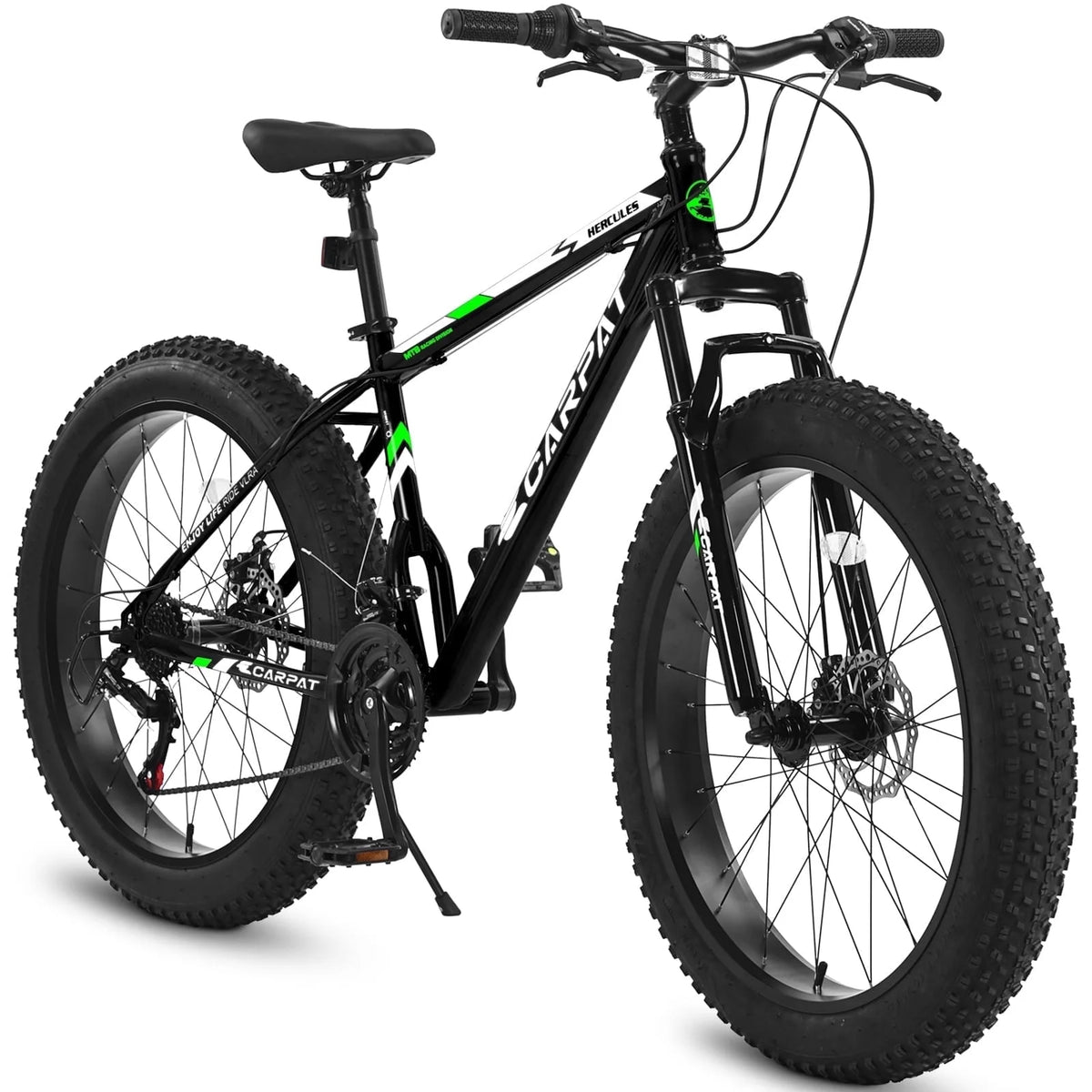 Ambifirner 26 inch City Bike Fat Tire Mountain Bike - Full Shimano 21 Speed - Dual Disc Brake - High-Carbon Steel Frame - Front Suspension for Gift
