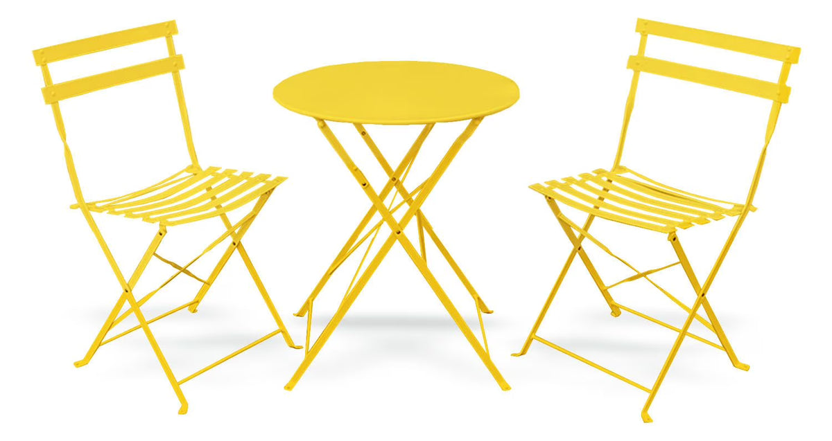Alin 3 Piece Relaxing Outdoor Furniture Set 2 Handy Chairs With a Round Table - Yellow