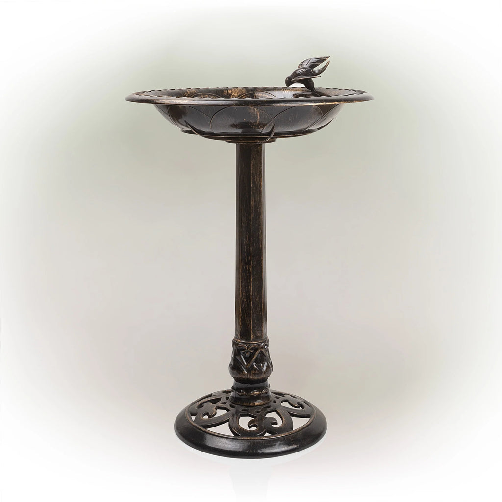 Alpine Corporation 26-inch Bronze Polyresin Bird Bath with Bird Figurine