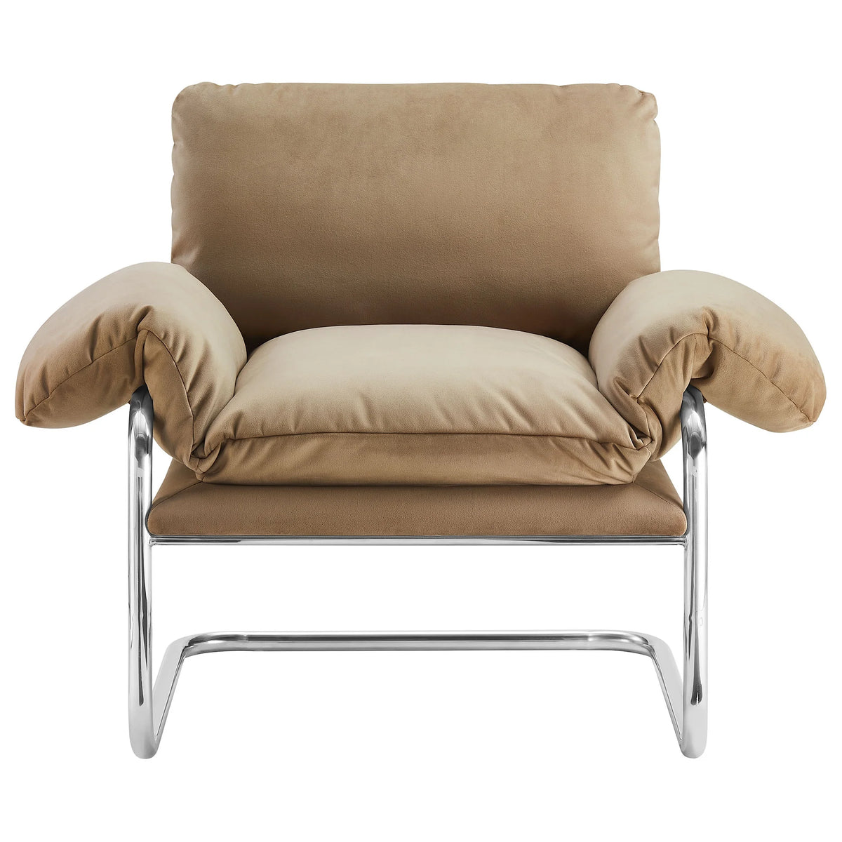 Accent Chair, Brown, Velvet, Living Room Lounge Cafe Lobby Hospitality Restaurant, Modern Contemporary, HB37765
