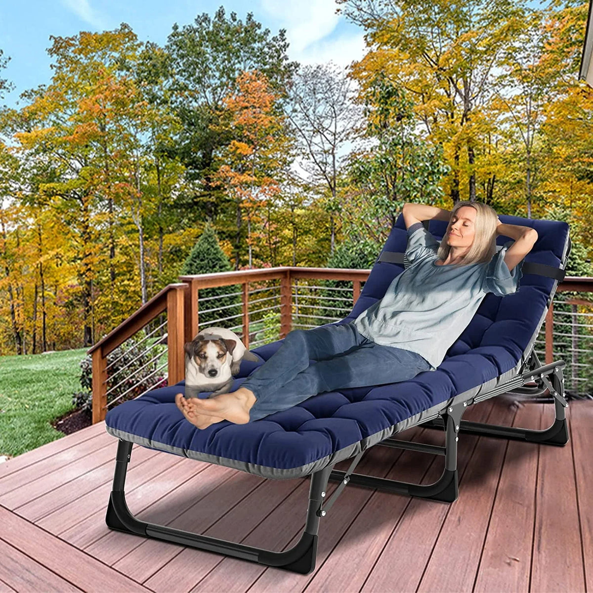 Slsy Folding Lounge Chair, 5-Position Adjustable Outdoor Reclining Chair, Folding Sleeping Bed Cot, Folding Chaise Lounge Chair for Pool Beach Patio Sunbathing