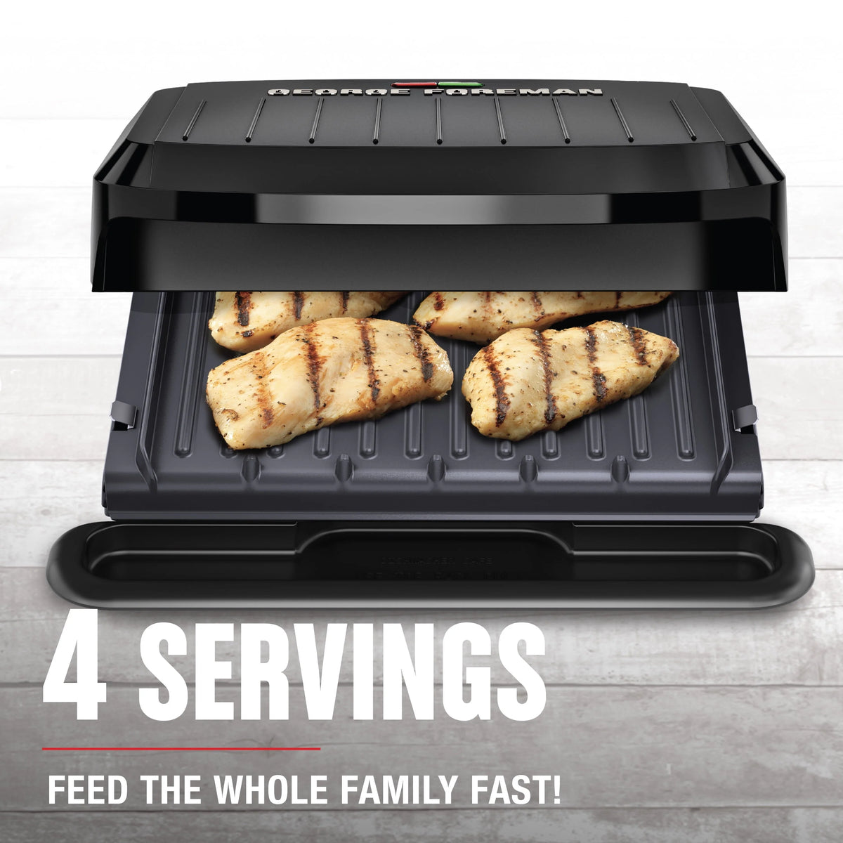 Foreman 4-Serving Removable Plate Grill and Panini, Black, GRP1065B