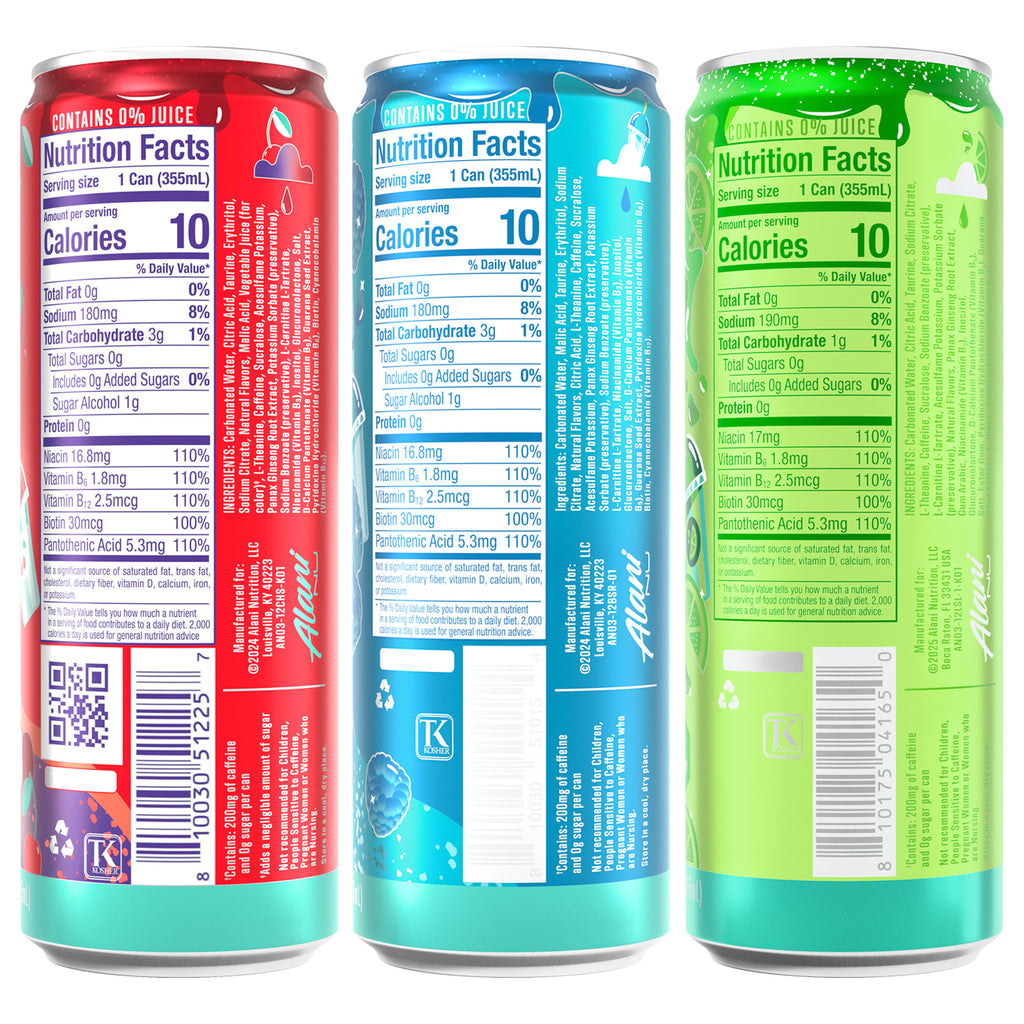 Alani Nu Energy Drink, Lime Slush Variety Pack, 12 fl oz, 18-count
