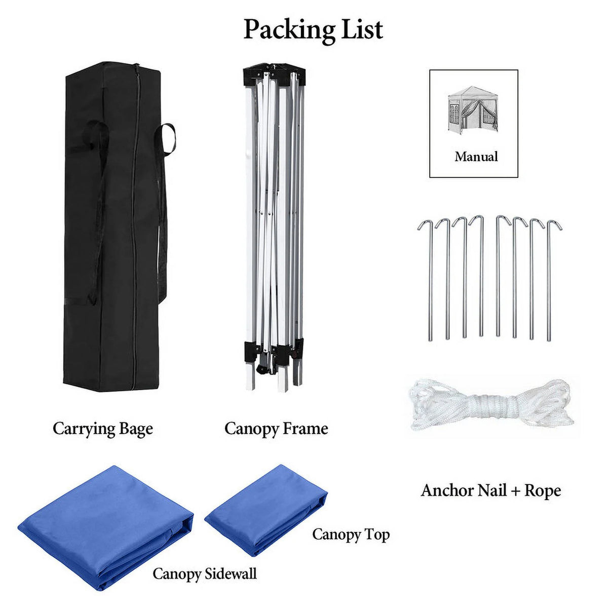 Clipop Portable 10x10ft Pop Up Gazebo, Instant Canopy Waterproof Anti-UV Shelter with 4 Side Panels & Carry Bag,Blue