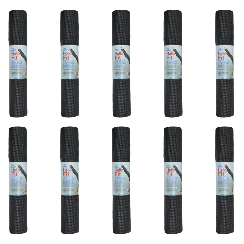 Hello Fit Bulk Yoga Mats, 10-Pack – 68" x 24", 4mm Thick, Non-Slip & Non-Toxic – Ideal for Schools, Studios & Gyms, Assorted