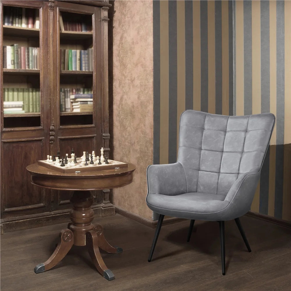 Alden Design Mid-Century Modern Faux Leather Wingback Accent Chair, Brown