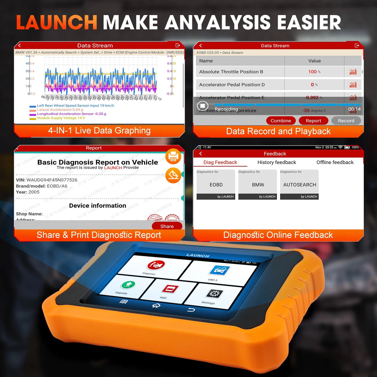 LAUNCH Automotive Diagnostic Tool with OBD2 Scanner