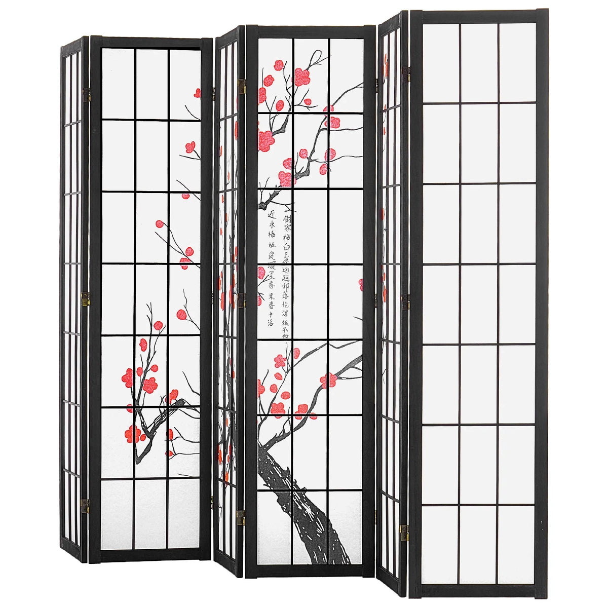 KFFKFF Partition Screen, 6-Section Indoor Privacy Barrier, Foldable Wooden Room Separator, Japanese-Style Portable Decorative Divider, Ideal for Living Space, Workspace, Dining Area