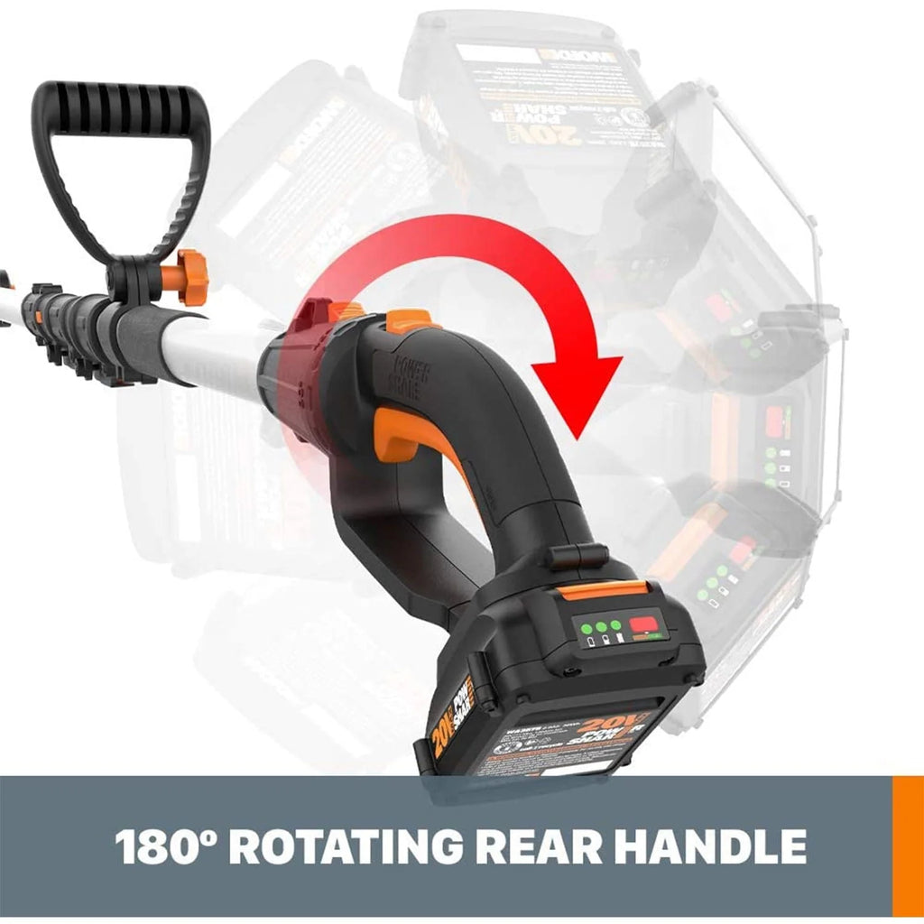 WORX WG349 2 in 1 Cordless 8 Inch Pole Saw w/ Auto Tension, Black and Orange