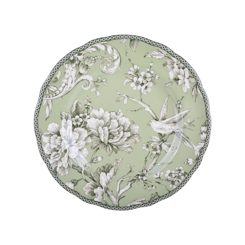 222 Fifth Adelaide Brown on White Porcelain 12 Piece Dinnerware Set, Plates & Bowls, Service for 4