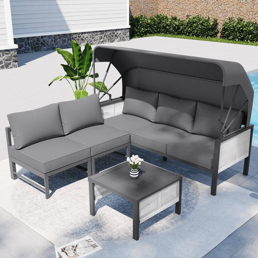 AECOJOY Aluminum Outdoor Furniture Set, 7 Pieces Metal Patio Furniture on sale Outdoor Couch Patio Conversation Set - Light Grey