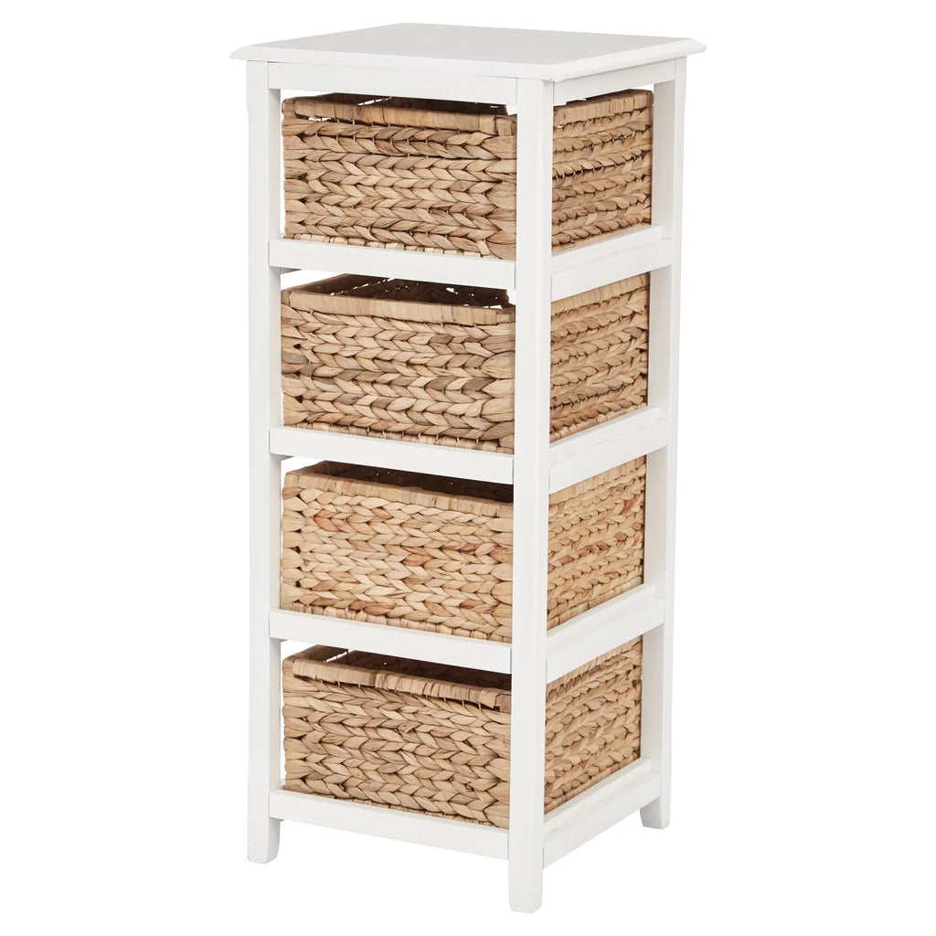 OSP Home Furnishings Seabrook Four-Tier Storage Unit With Espresso Finish and Natural Baskets