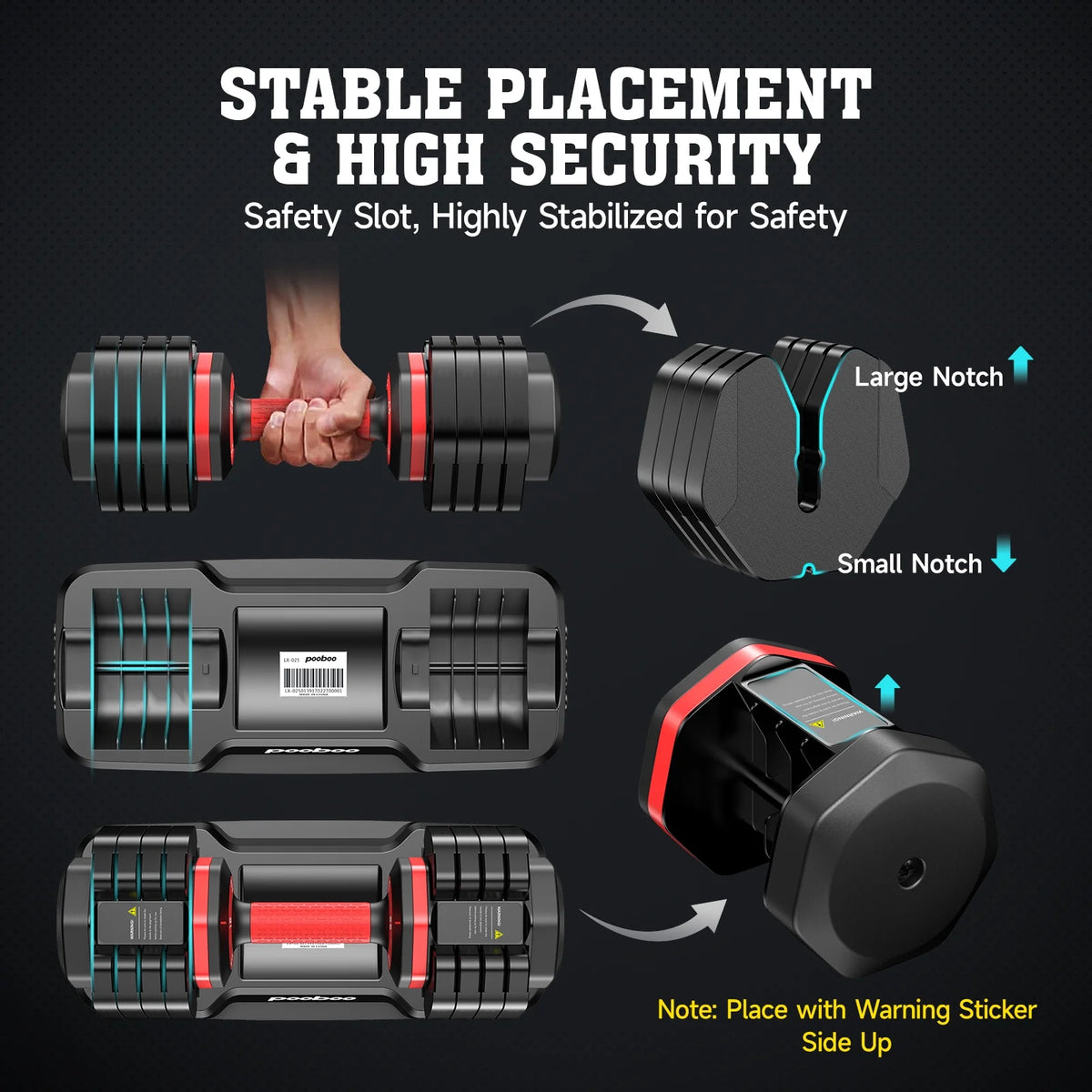 (1 Pair) LNOW 50lbs Quick Select Adjustable Dumbbells for Home Gym 5 in 1 Free Weights 5/10/15/20/25lb/50lb Dumbbell with Anti-Slip Handle, Suitable for Home Gym Exercise Equipment