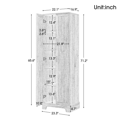 22'' Double Door Storage Cabinet with Adjustable Shelves, High Quality Bathroom Cabinet with  MDF Material, for Living room, Bathroom, Black