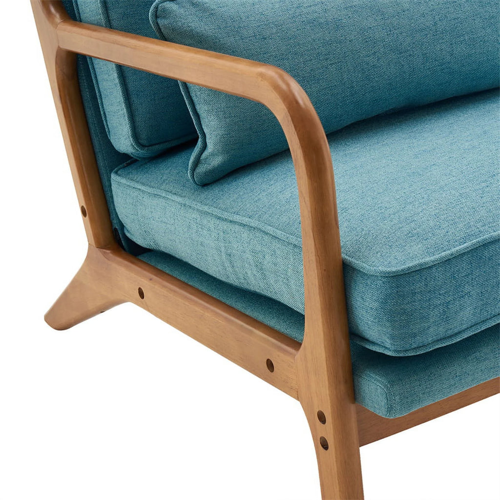 Modern Accent Chair, Upholstered Armchair with Wood Frame, Bronzing Cloth Single Sofa Chair with Lumbar Pillow for Living Room Bedroom Apartment, Orange