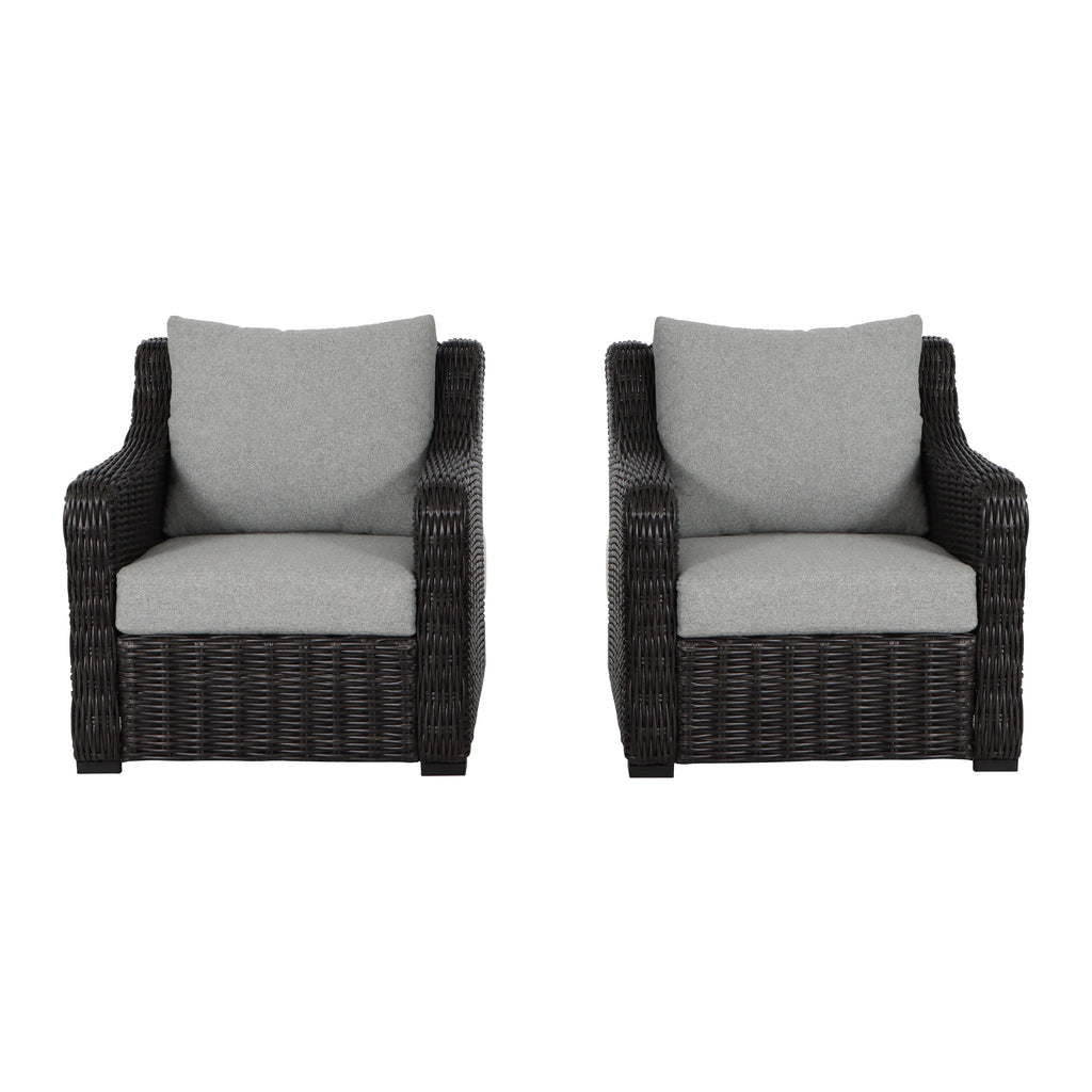 Better Homes & Gardens Bellamy  2-Pack Outdoor Wicker Club Lounge Patio Chairs, Dark Brown