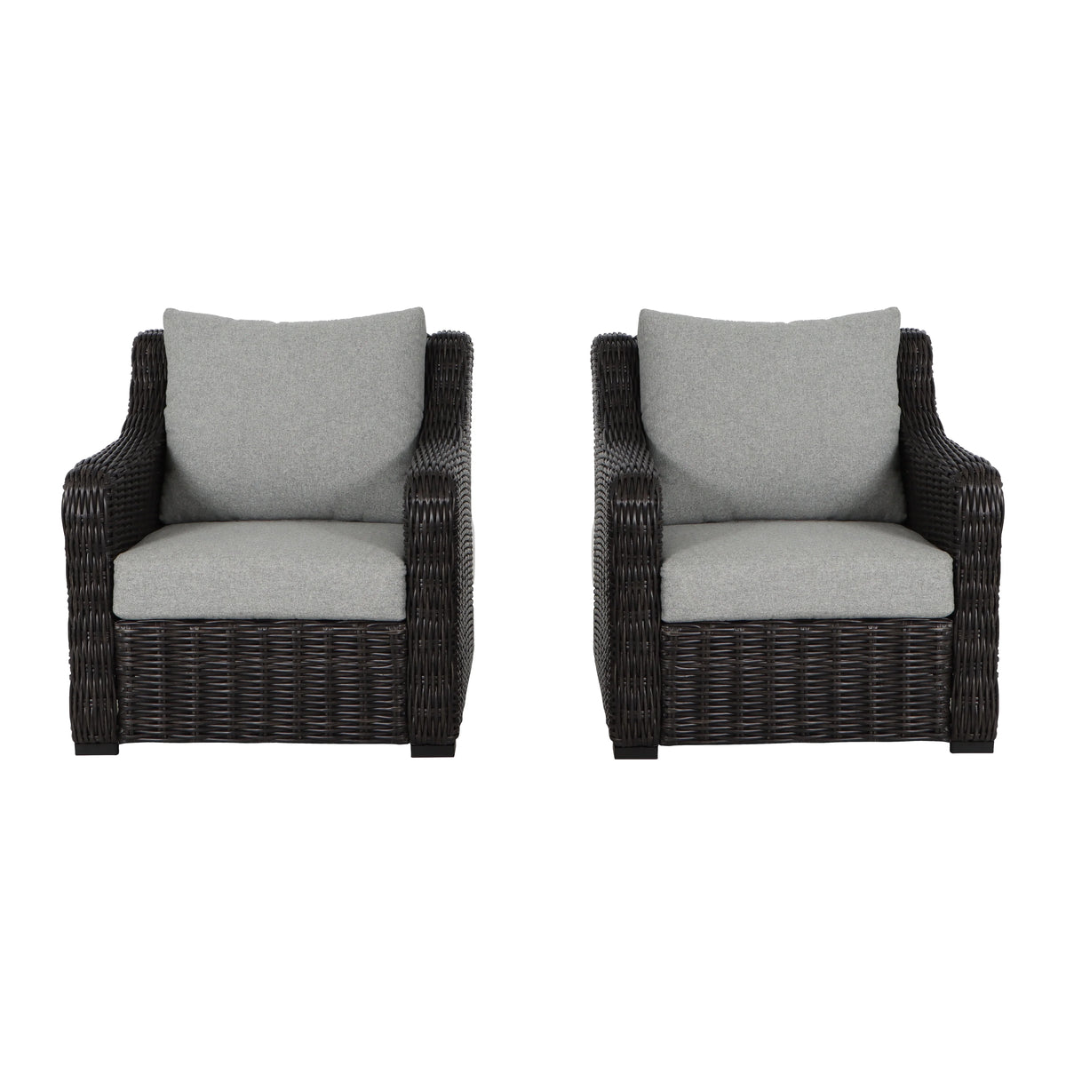 Better Homes & Gardens Bellamy  2-Pack Outdoor Wicker Club Lounge Patio Chairs, Dark Brown