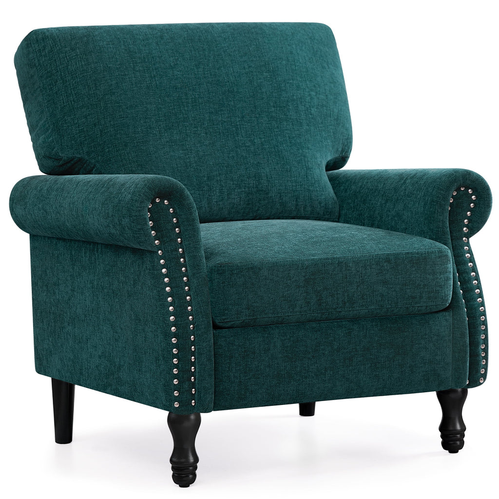 COOLHUT Modern Accent Chair Armchair, Linen Fabric Upholstered Comfy Single Sofa with Solid Wood Frame for Living Room, Gray