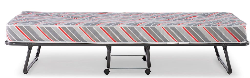 Linon Torino Folding Rollaway Guest Bed with 4" Innerspring Mattress, Cot