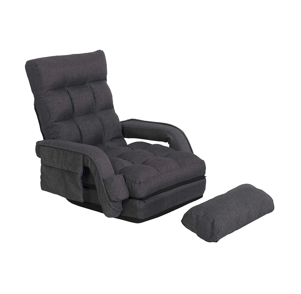 Prime Garden Floor Chair 6-Position Folding Gaming Chair for Meditation Indoor, Light Gray