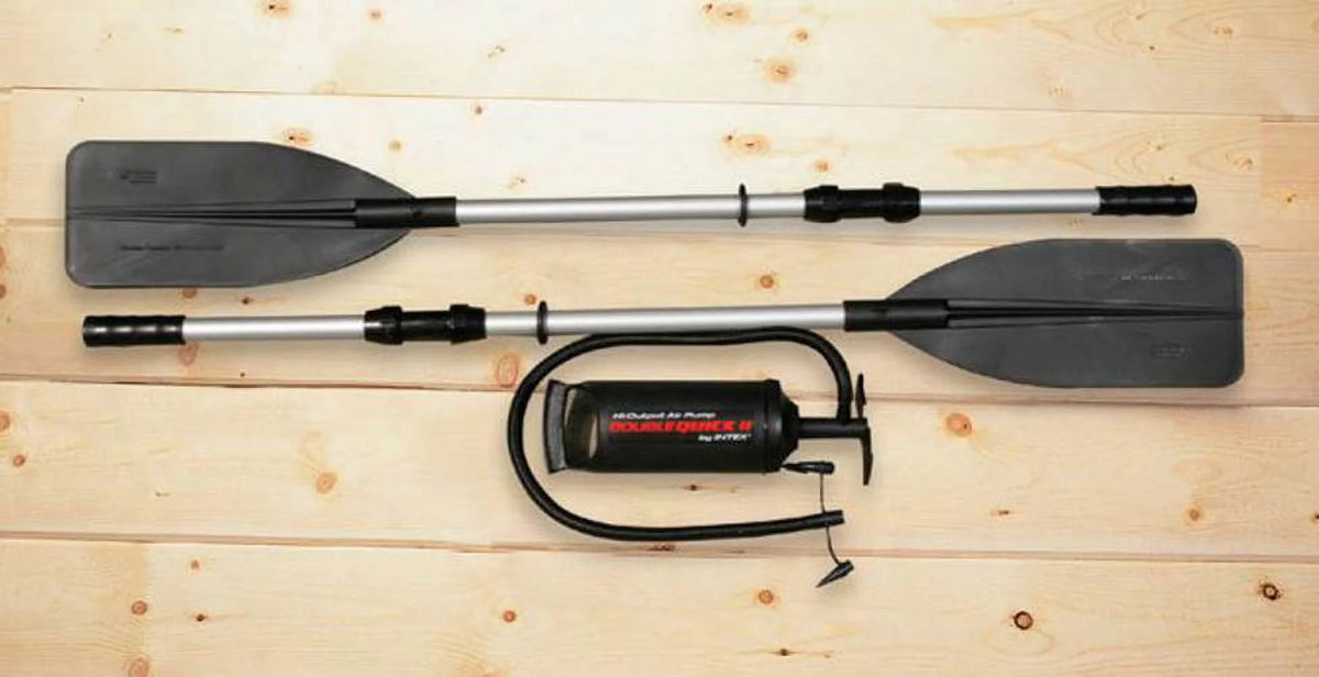 Intex Excursion Inflatable Rafting Fishing 4 Person Boat w/ Oars & Pump (2 Pack)