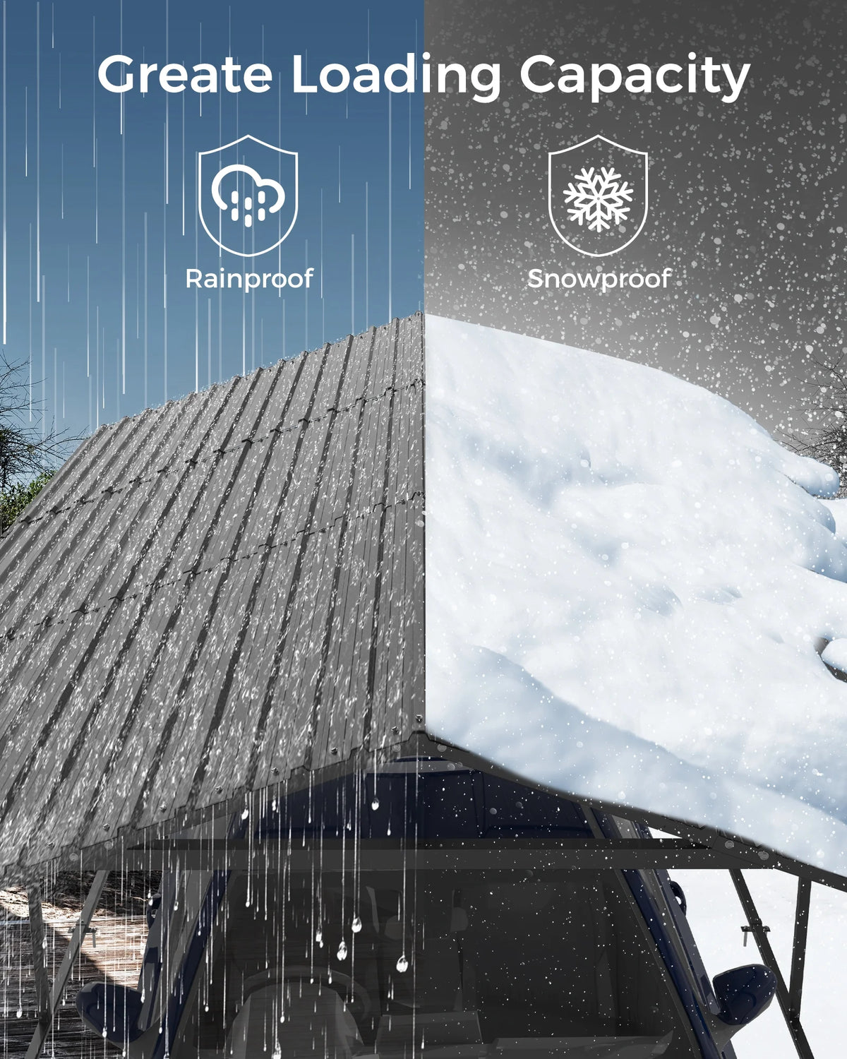 12x20FT Heavy Duty Metal Carport - Galvanized Steel Roof, Reinforced Frame, High Wind & Snow Rating - Shelter for Cars, Trucks, Boats