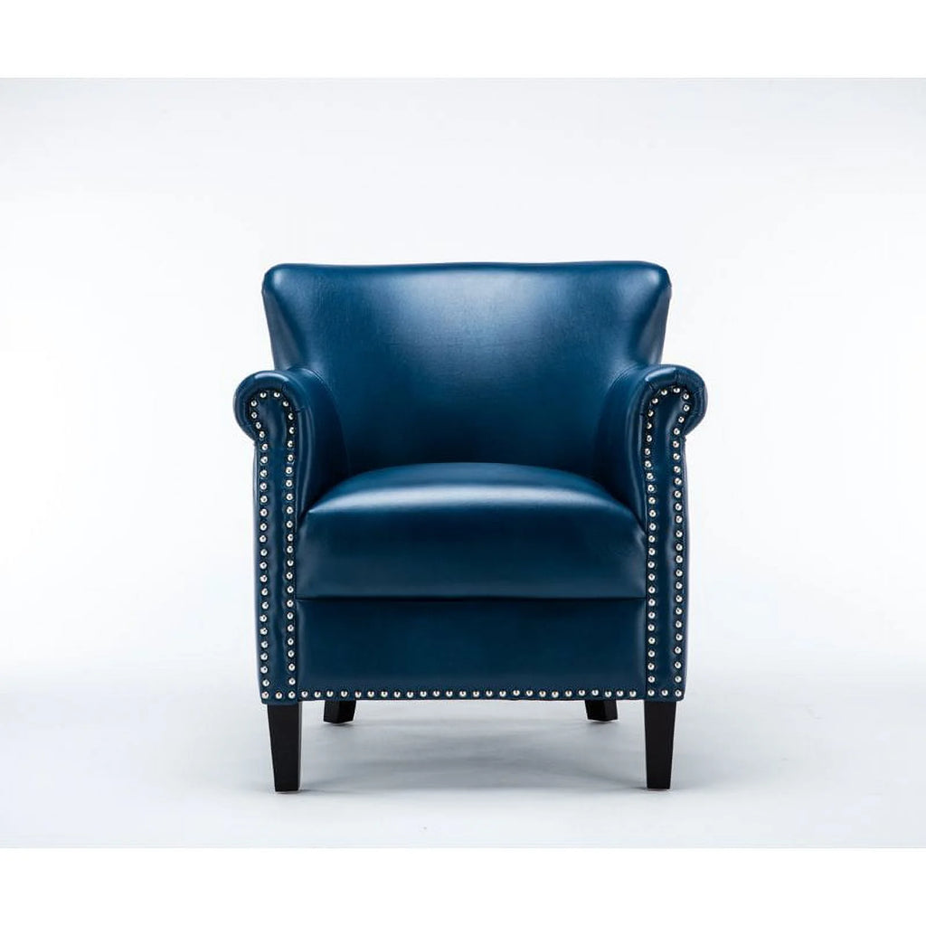 Comfort Pointe Holly Navy Blue Faux Leather Club Chair with Nail Head Trim