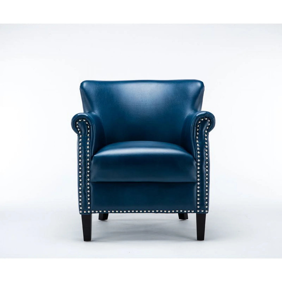 Comfort Pointe Holly Navy Blue Faux Leather Club Chair with Nail Head Trim