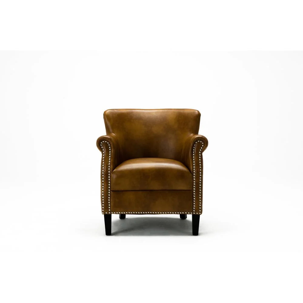 Comfort Pointe Holly Navy Blue Faux Leather Club Chair with Nail Head Trim