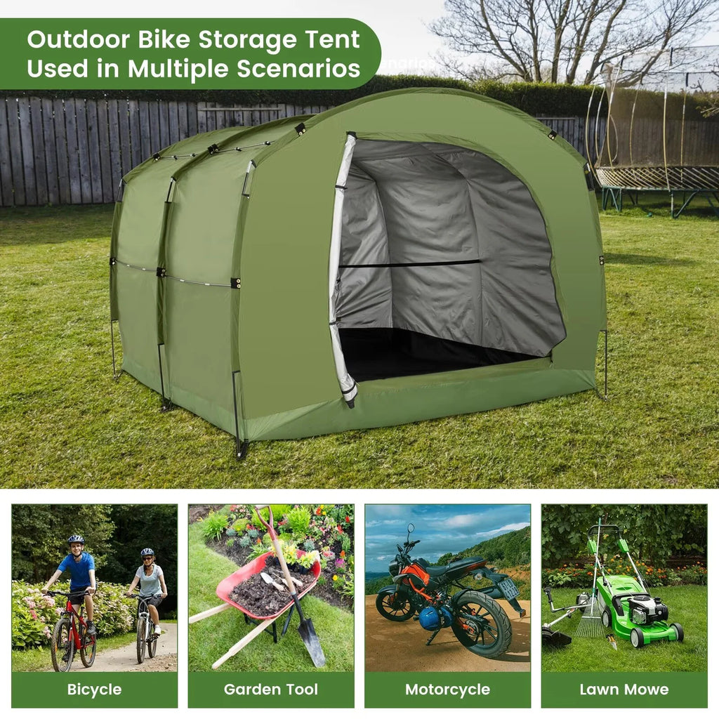 NAIZEA Large Bike Storage Tent, 47" Depth Storage for 6 Bikes Waterproof Outdoor Bicycle Cover, Lawn Mower Garden Tools Shed, Backyard Storage Room Tent Shelter W/Fixing Peg & Rop