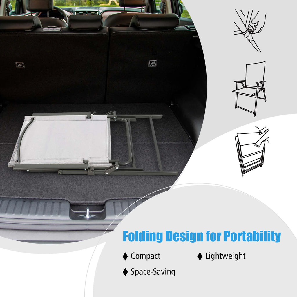 Costway 4pcs Patio Folding Portable Dining Chairs Metal Frame Armrests Garden Black